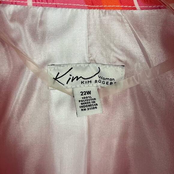 KIM ROGERS Pink & Orange Abstract Print Open-Front 3/4 Sleeve Jacket 22W Light - Picture 6 of 8